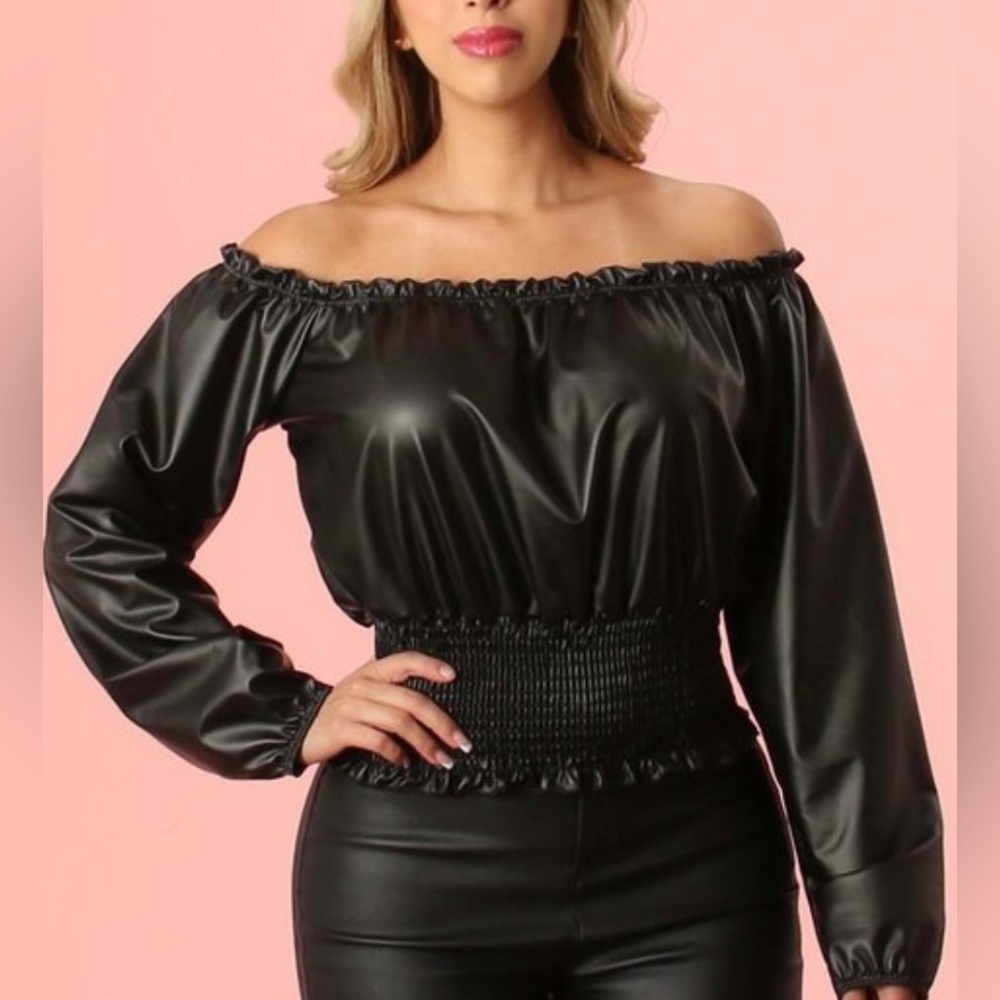 New Black pleather top